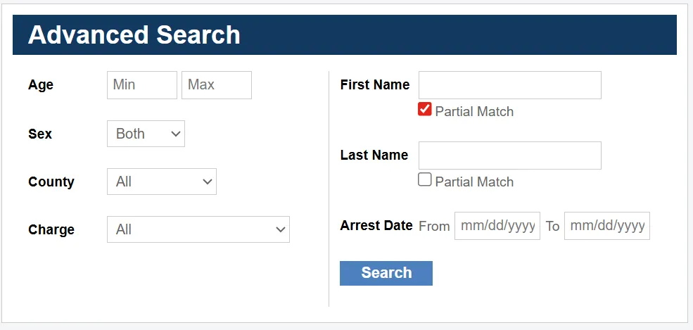Advance Inmate Search records on www.arrests.org