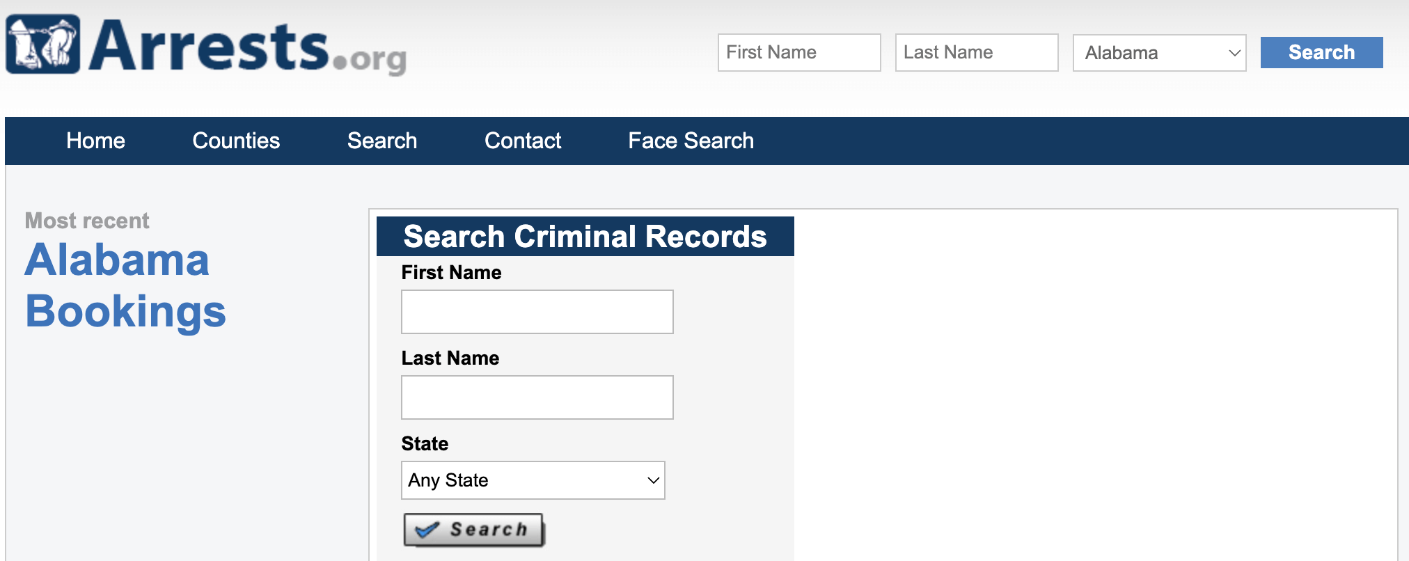 Arrests.org Alabama Map Search