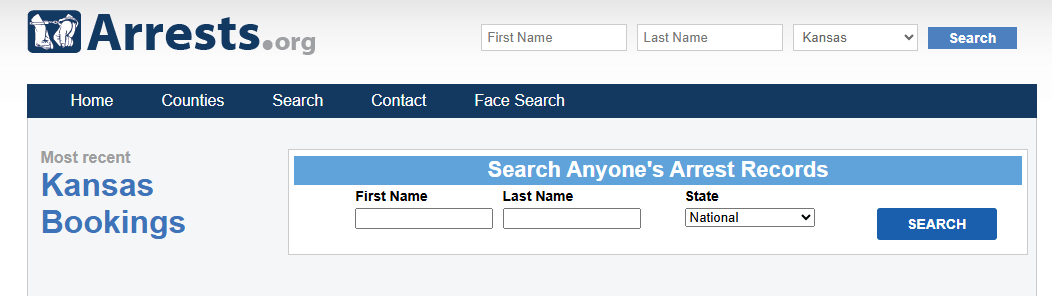 Arrests.org Kansas selection
